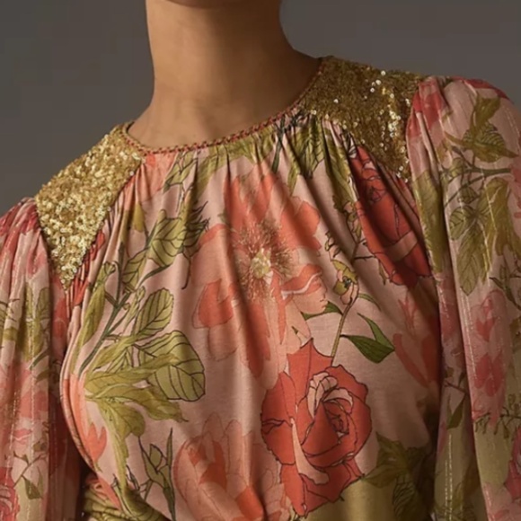 NWT ANTHROPOLOGY BI-nk Sequin-Embellished BLOUSE NEW WITH TAG SIZE US XL - Picture 5 of 6